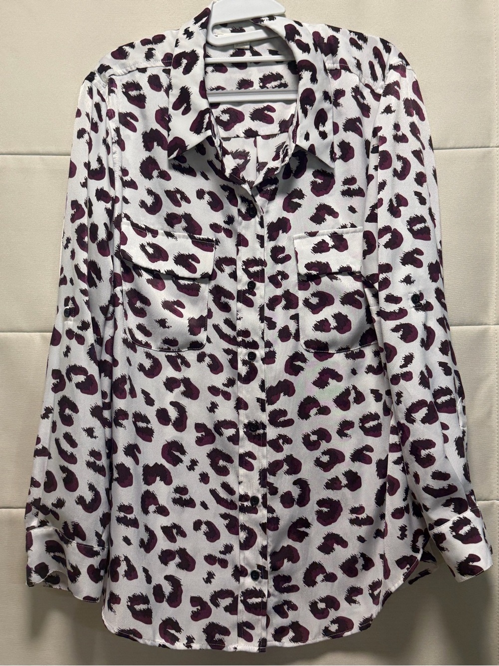 Cooper & Ella Leopard Print Button Front Blouse Plus Size 1X Long Sleeve Top
